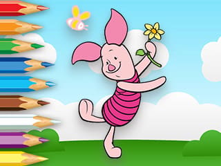 Coloring Book: Piglet Holds Toy Windmill