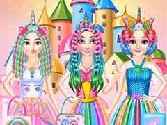 Princesses Rainbow Unicorn Hair Salon